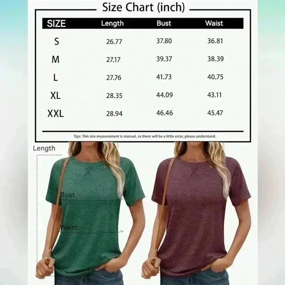 Short Sleeve Crewneck Tees for Women Trendy Lightweight Soft Casual Green XXL - Picture 3 of 5